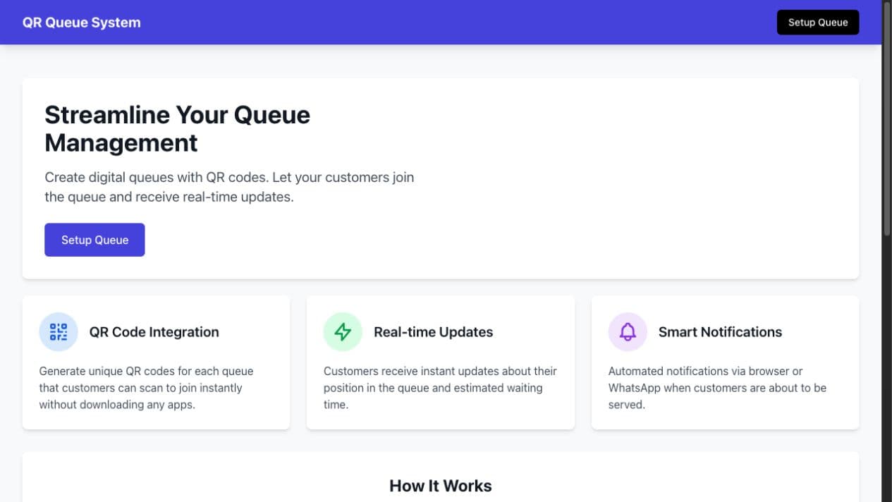 QRQueue — Real-Time Digital Queue System website screenshot